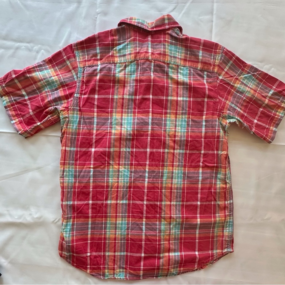 Polo Ralph Lauren red plaid short sleeve button down shirt‎ boys XL 18/20 - Picture 7 of 12